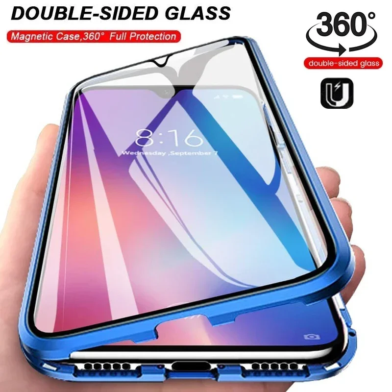 360 Full Double-Sided Metal Magnetic Phone Case For VIVO Y21S Y20S Y20i Y20T Y20G Y20A Y21T Y21G Y21A Y21e Tempered Glass Cases