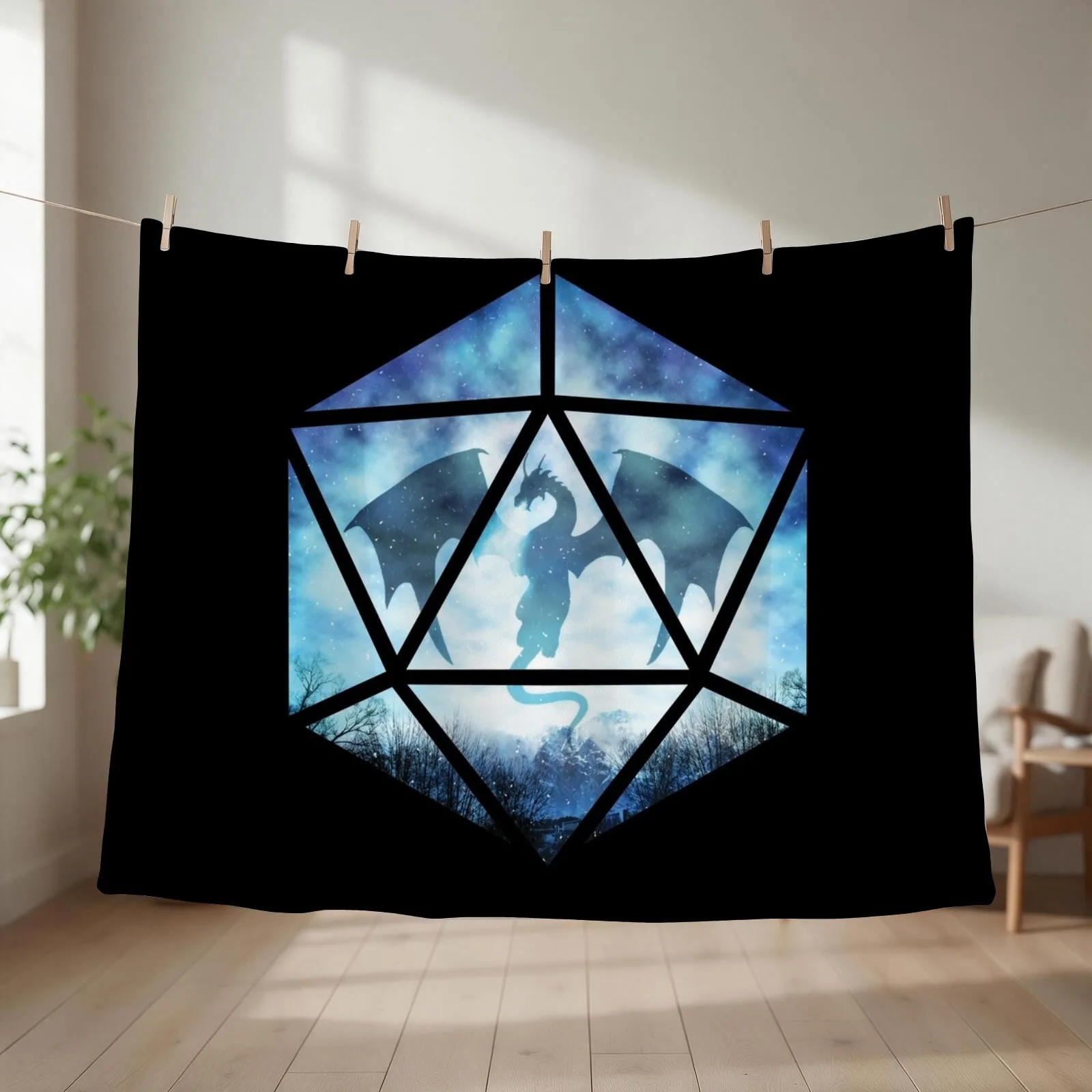 Blue Sky Ice Dragon D20 Throw Blanket Thermal sofa bed Sofa Designers Blankets