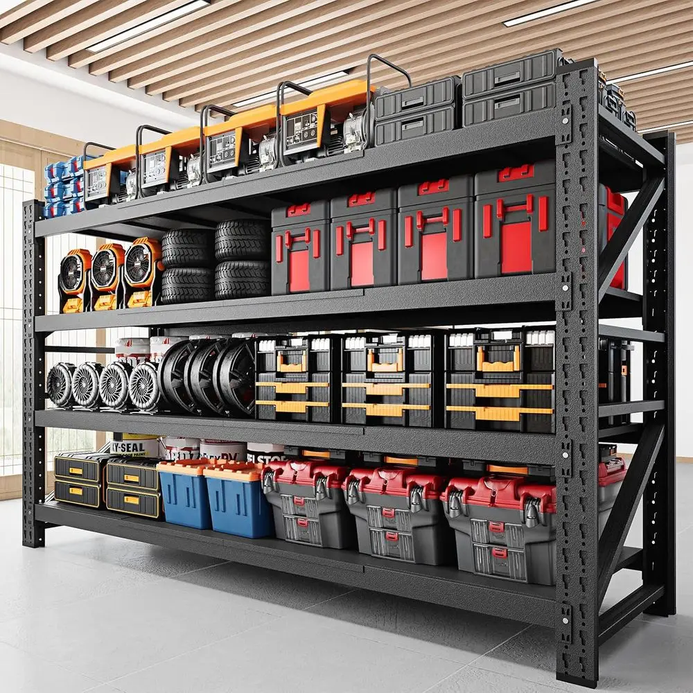 

68 Wide Heavy-Duty Adjustable Metal Storage Shelves, 8000 lbs Capacity, Garage & Warehouse Use