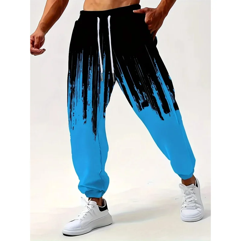 

Мужские спортивные штаны с 3D принтом и цветным принтом, эластичные спортивные штаны на шнурке с боковыми карманами, брюки для бега, повседневные брюки, уличная осень-зима
