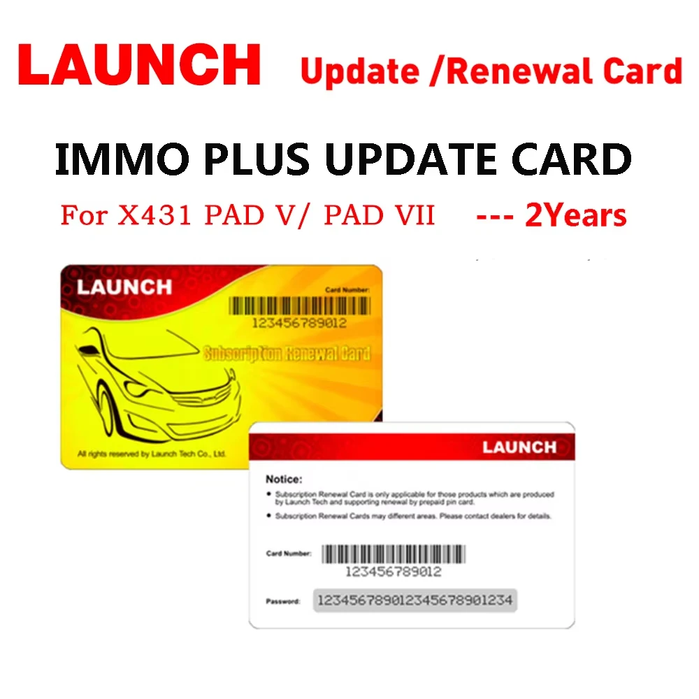 LAUNCH 1/2 Years IMMO PLUS Original Renewal Update Card Pin Card Software Support for X431 PAD V/ PAD VII LAUNCH Renewal Card
