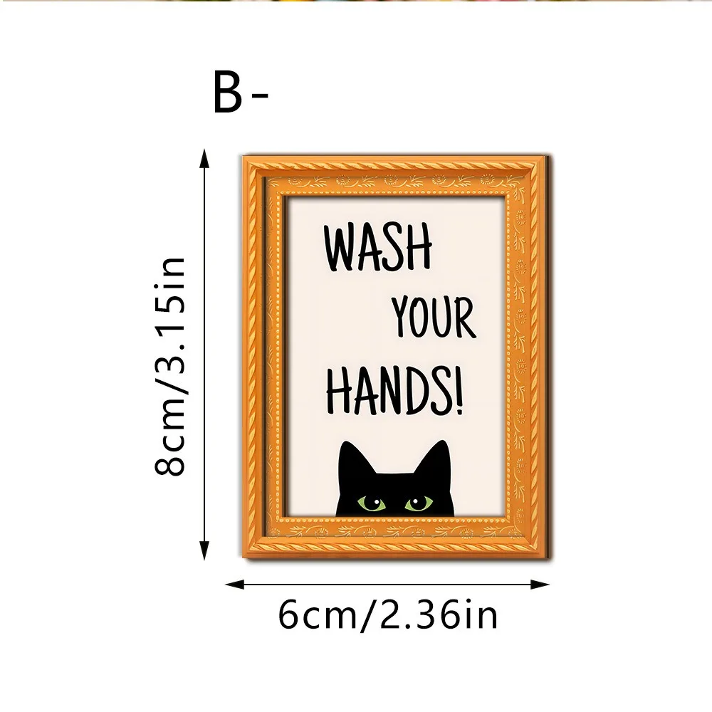 Oil Painting Style Cat Refrigerator Magnets Cat Art Print Cat Pattern Wooden Frame Fridge Magnets Vintage Funny