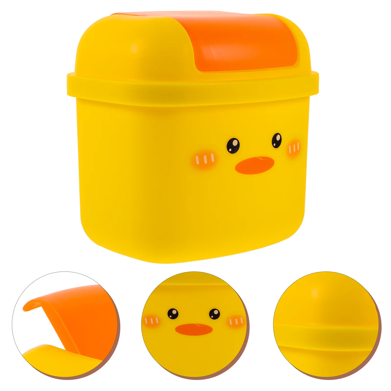 

Little Yellow Duck Trash Can Car Bin Desktop Rubbish Cartoon Mini Plastic Garbage