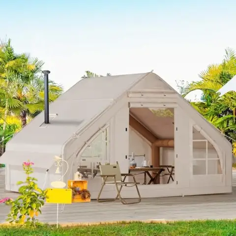 Tende da campeggio gonfiabili Tenda calda gonfiabile con pompa e cric per stufa per avventure all'aria aperta Installazione semplice con valvola antideflagrante