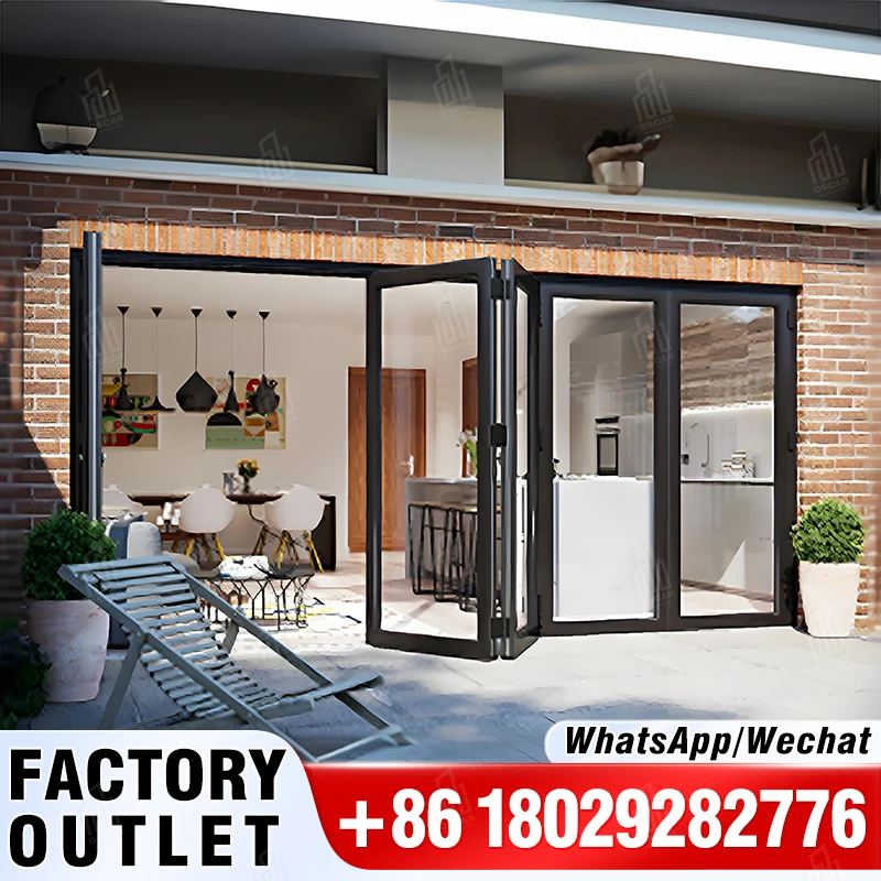 Alta Qualidade Pastel Branco Prata Alumínio Bi-Fold Porta PVC Oscaracso Fechamento Silencioso Fechamento Moderno Design Home Hotel Dobrável Slidi