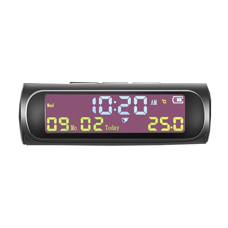 Solar Car Clock Automatic Solar Clock With Week Month Calendar Time Temperature Display Car Fully Automatic Clock