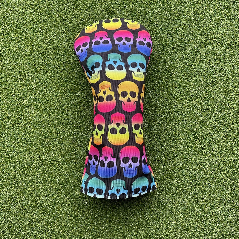 Colored Skulls Canvas Golf Woods Headcovers 135U Covers For Driver Fairway hybird Putter  Clubs Heads