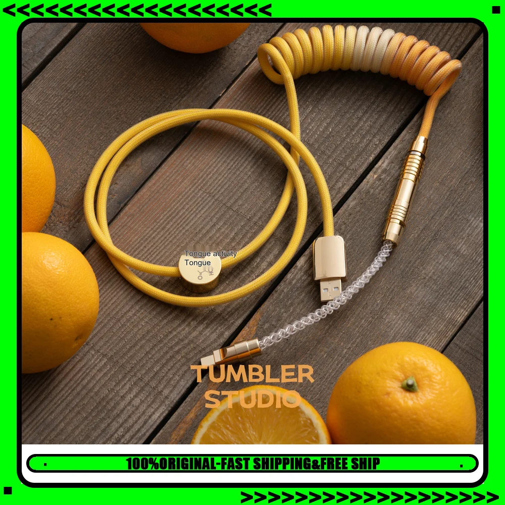 Tumbler Studio x Headphone Fox Huangguoguo Theme Collaboration Custom Mechanical Keyboard Aviator Cable Coiled Gaming Cord