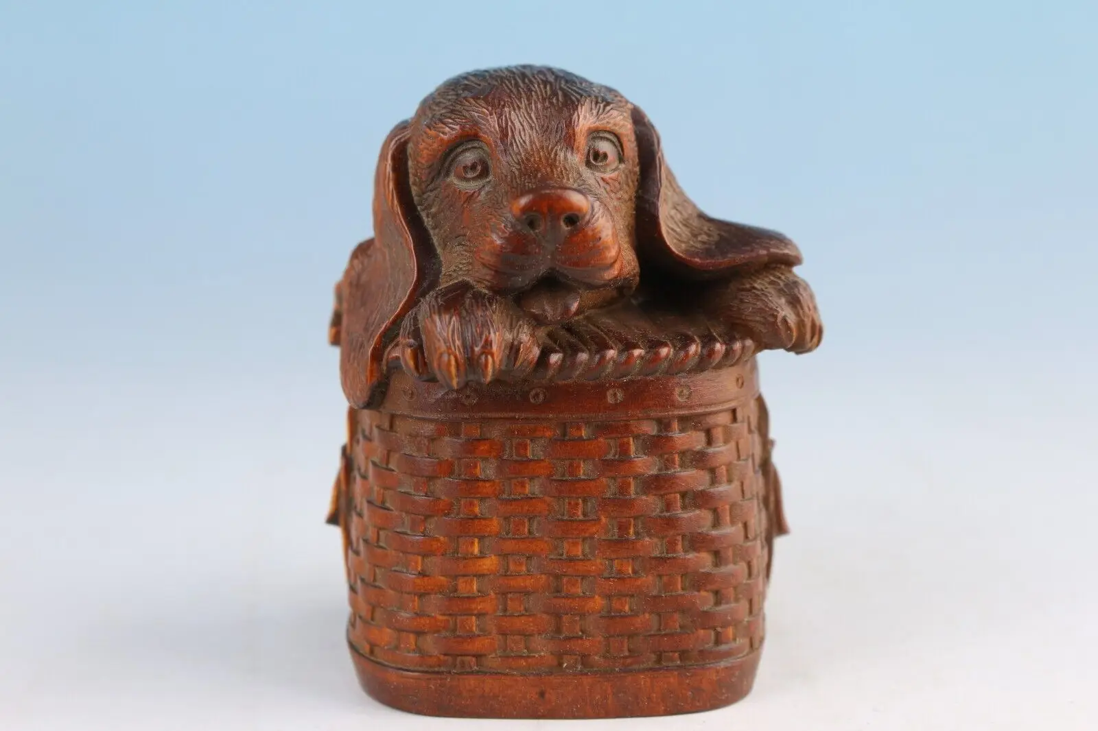 

Редкая китайская корзина из самшита ручной работы, фигурка статуи Нецке, коллекционная