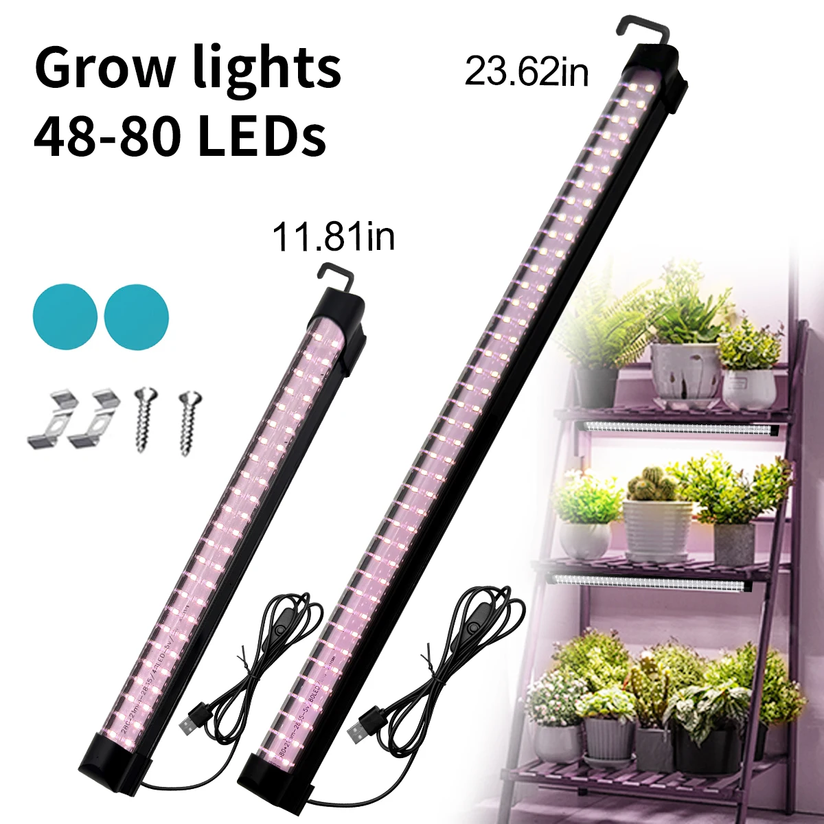 

40/80 LEDs Full-spectrum Plant Light - Indoor Plant Growth Lamp - Hydroponics Lamp - Green Plant Supplementary Lighting Lamp