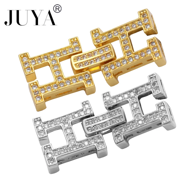 

JUYA H Letter Fastener Clasps Connectors For Jewelry Making Cubic Zirconia Clasp Hooks DIY Handmade Jewelry Findings Accessories