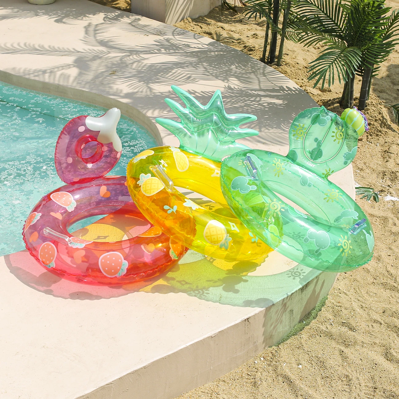 1pc Fruit Party Opblaasbaar Zwembad Drijft Zomer Zwemring, Strand en Zwembad Zwemhulp, Waterveiligheid Gea Strandspeelgoed voor Pool Party