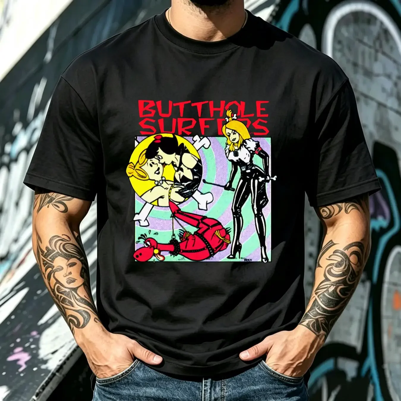washed T Shirt Hot Butthole Surfers  Cotton Black S to 5XL K3353 vintage Washed Casual Breathable Comfortable Soft fashion