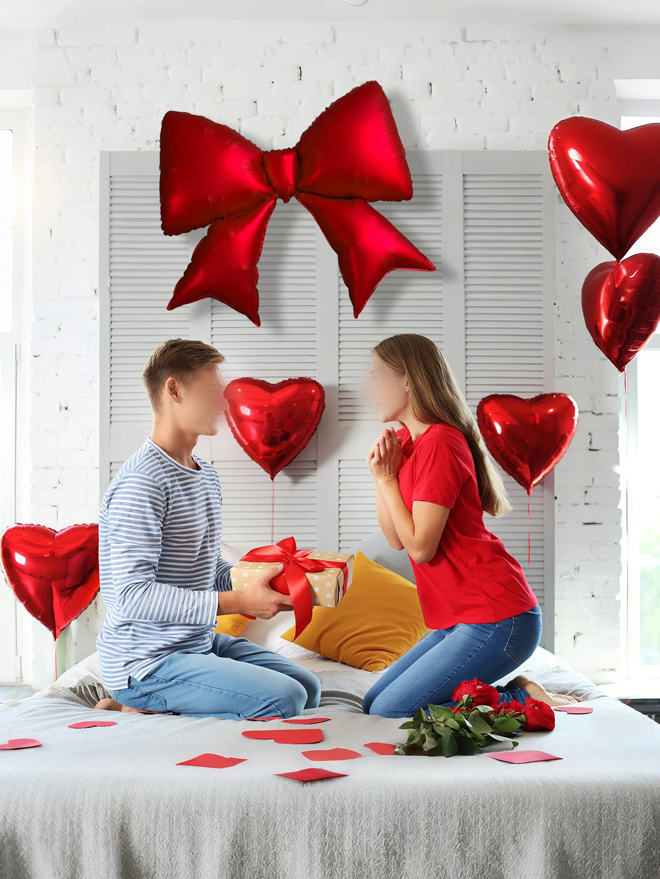 6 قطع بالونات على شكل فيونكة غير لامعة، فيونكة حمراء غير لامعة، مناسبة لهدايا زفاف العروس، ديكورات حفلات الكشف عن الجنس، حفلة عيد الميلاد ديسمبر #5