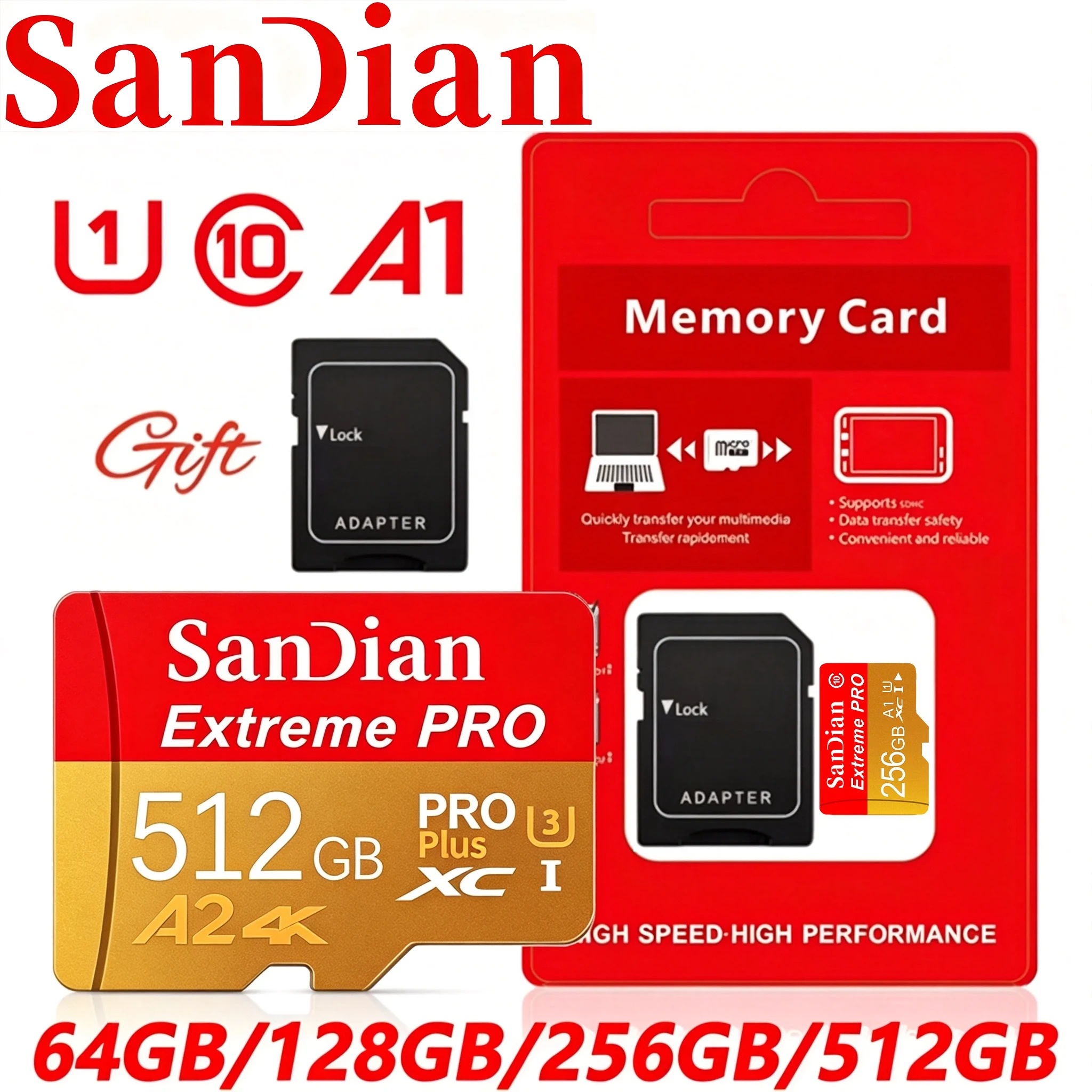Quick TF Cards 32GB 128GB 512GB 256GB Micro TF SD Card Memory Card SD Cards for Smartphone/Nintendo Switch/Router/VR Headset