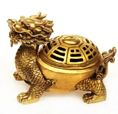 Pure brass dragon turtle incense burner   sandalwood supplies turtle gossip stove