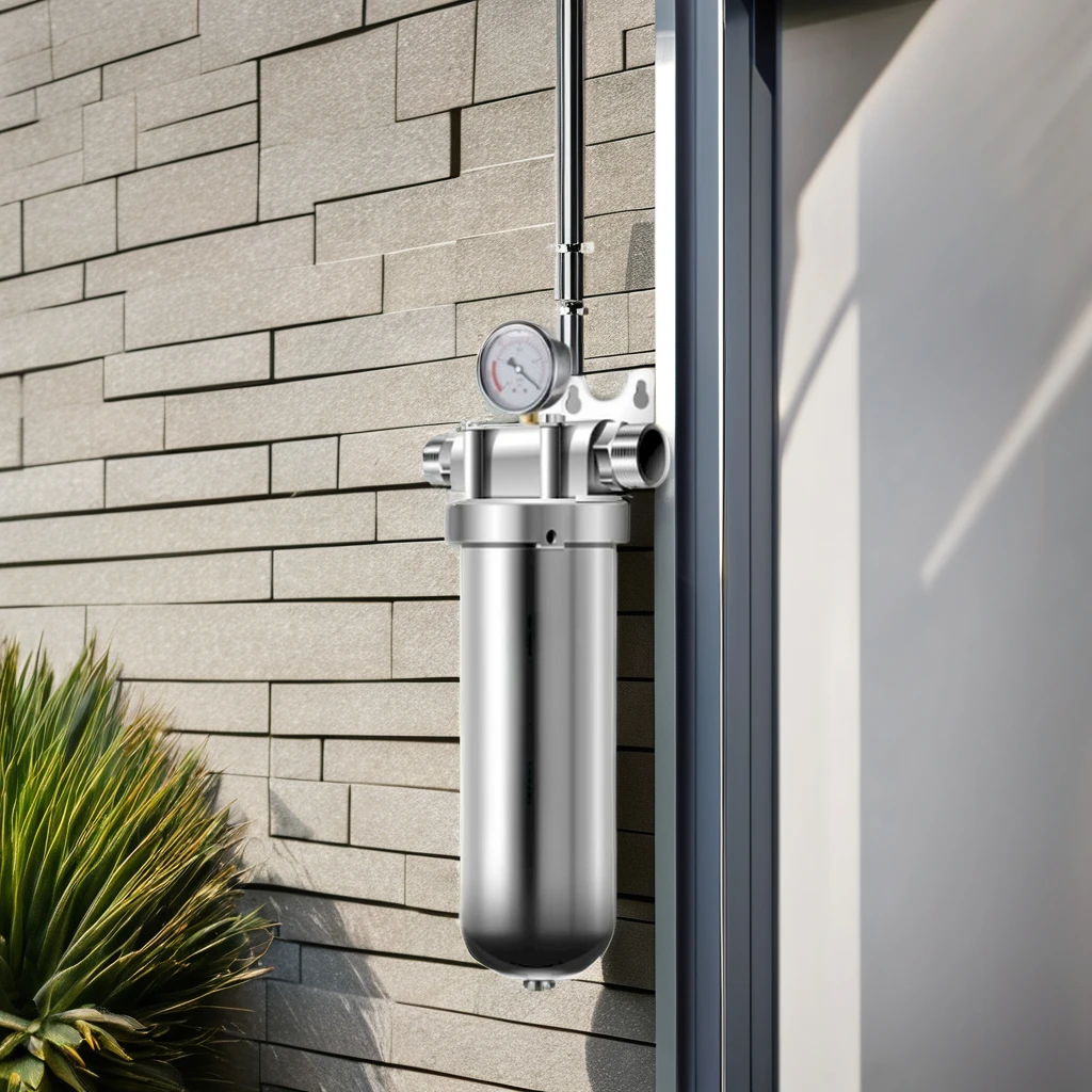 

10 Tons Large Flow Whole House Prefilter | Flushable 40 Micron Stainless Steel Filter