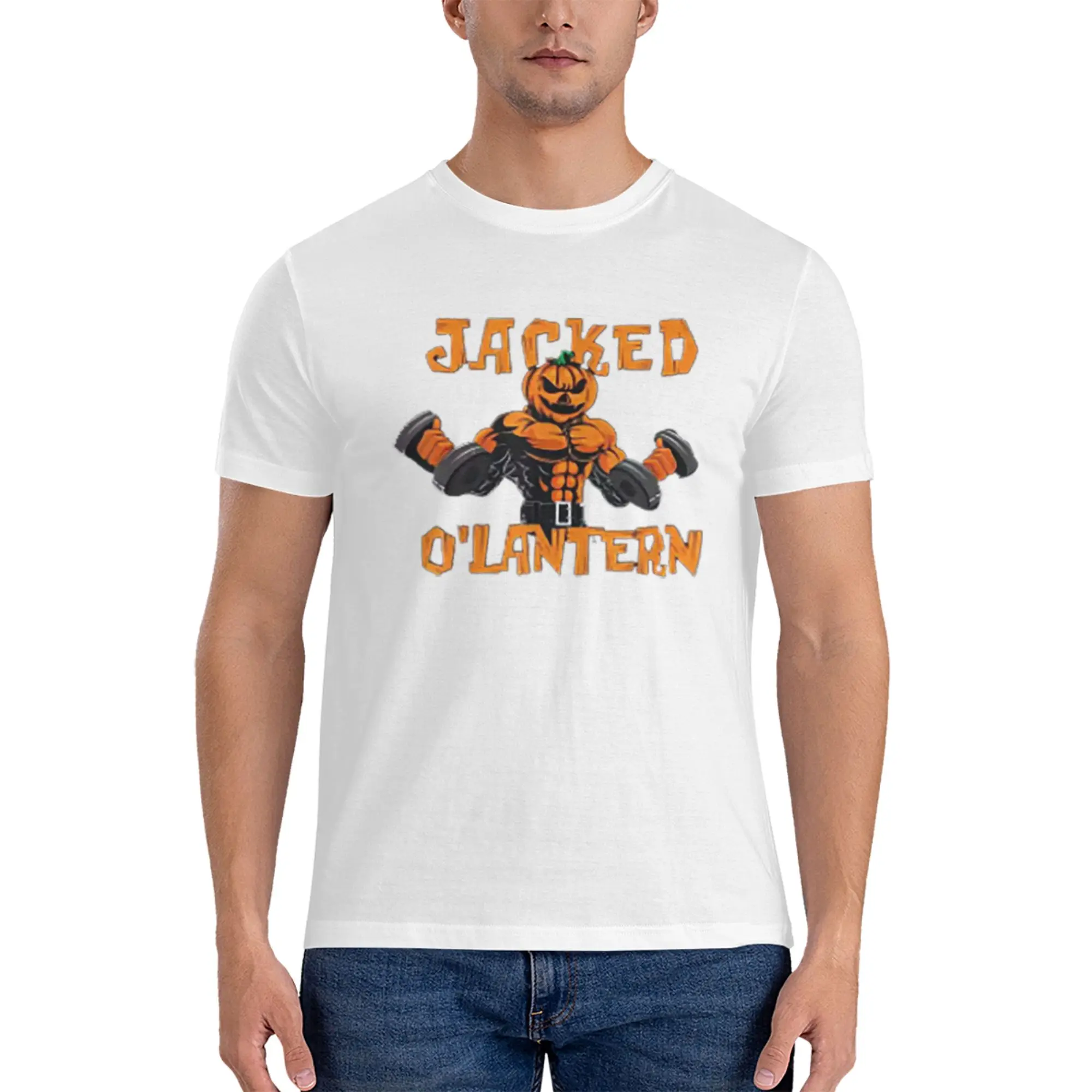 

Jacked O'Lantern Halloween Gym Workout Lifting Pumpkin 2 T-Shirt for Men T Shirts Men's Tees Short Crew Neck Clothes Tops S-6XL
