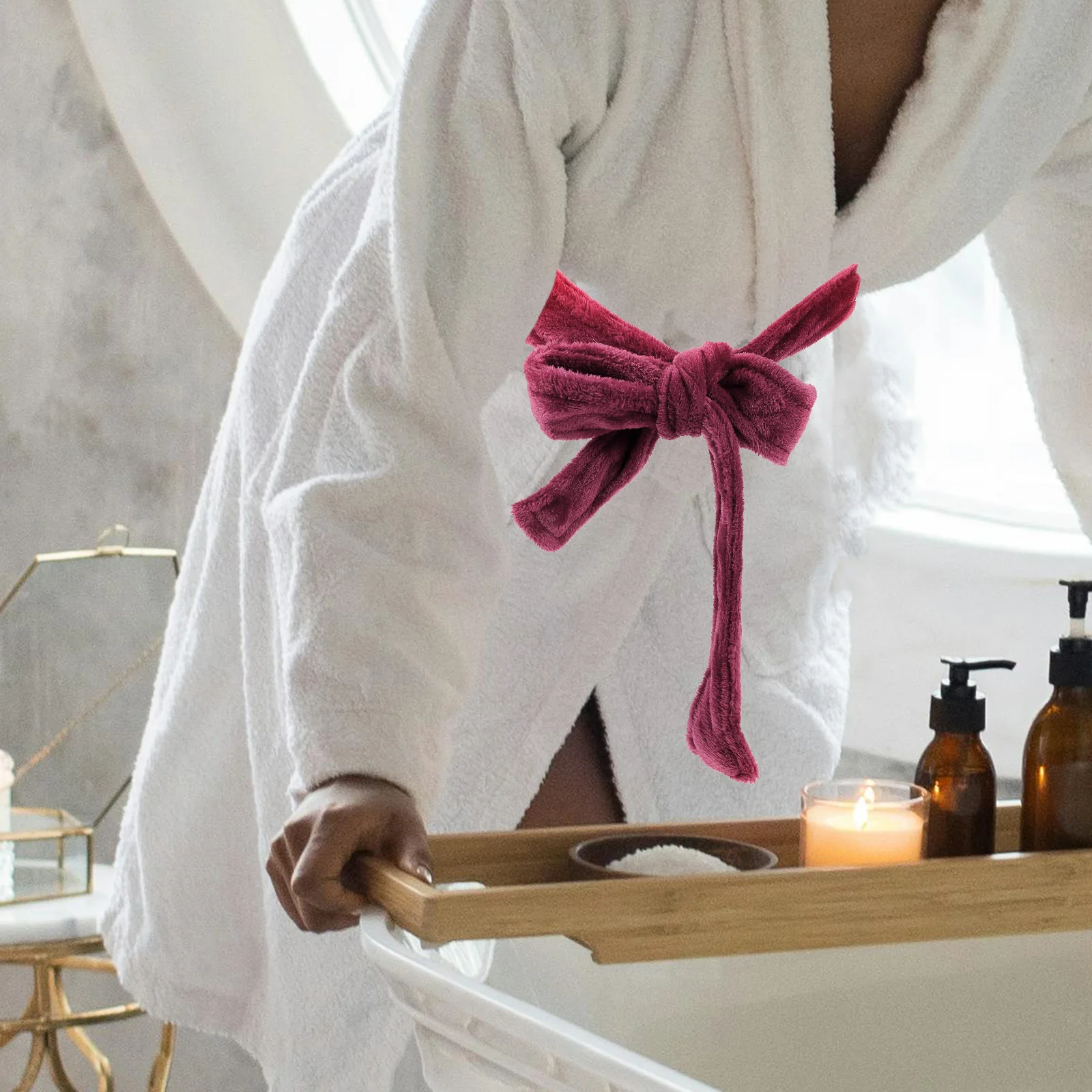 

Replacement Bathrobe Belt Thickened Flannel Robe Waist Belt Adjustable for Hotel Spa Party Robe Strap Comfortable Skin Friendly