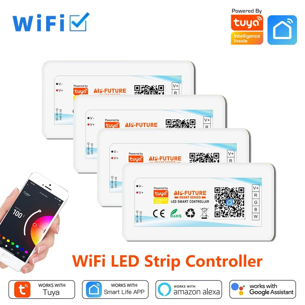 Tuya WiFi LED Controller Alexa Google Home Voice Control RGB RGBW CCT LED Strip Smart Controller Smart Life APP ควบคุม DC5V-24V