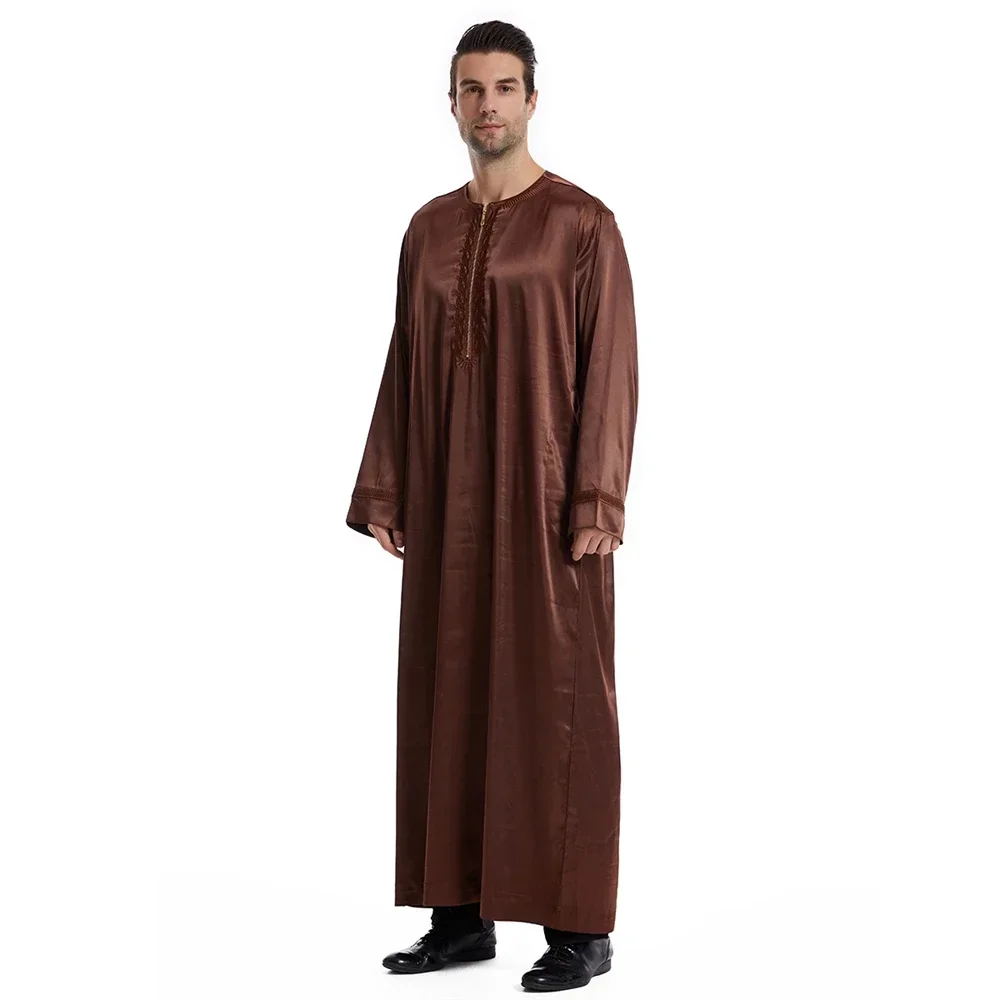 Dubai Turchia Musulmano Islamico Abbigliamento Uomo Cerniera Frontale Abito Maxi Abito Abaya Ramadan Eid Caftano Abaya Abito Jubba Thobe Costumi