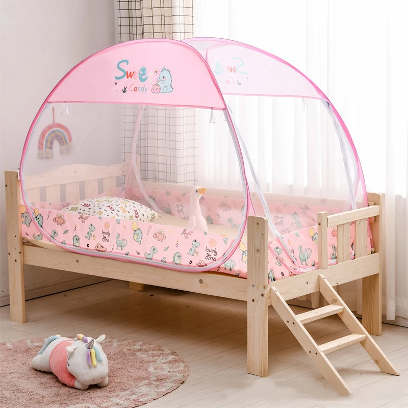 Large Space Child Mosquito Net Free Install Full Bottom Anti-fall Crib Small Tent 4 Seasons Cartoon Style Yurt Baby Mosquito Net