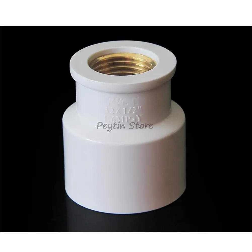 Joint de tuyau d'eau droit blanc en PVC, filetage femelle en cuivre, diamètre intérieur 20mm, 25mm, 32mm x 1/2mm, 3/4 po, 1 po, 1PC