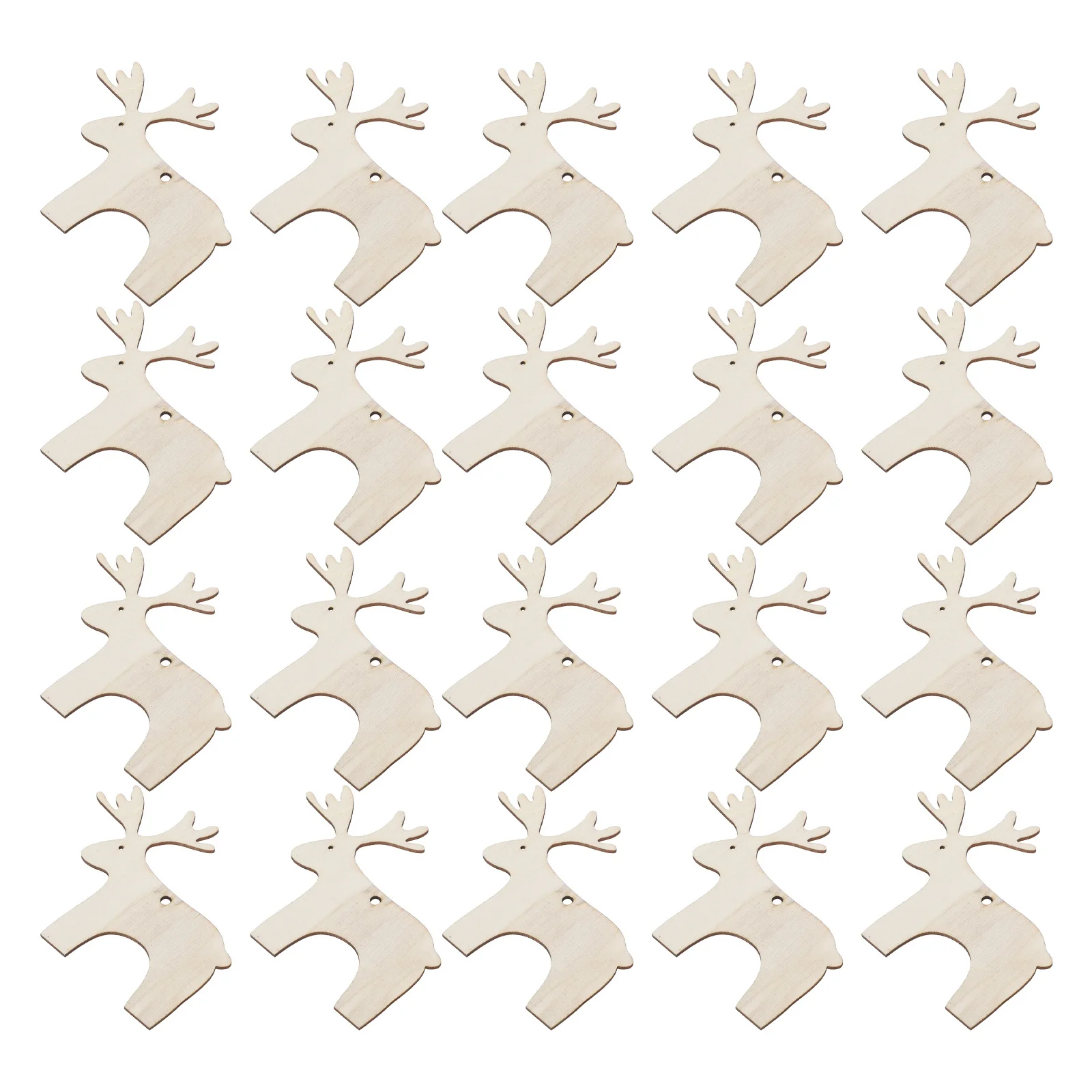 

20pcs Christmas Reindeer Cutouts Wooden Unfinished Animal Ornaments Diy Crafts Elk Hanging Decorations Holiday Tree Pendant