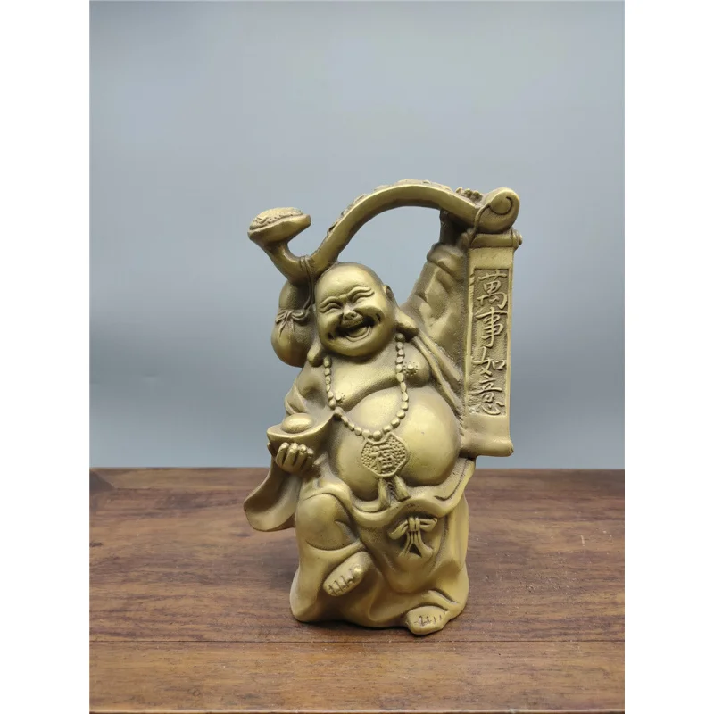 

Miscellaneous Wholesale Collection Bronze Crafts Brass Ruyi Maitreya Buddha Good Luck Big Belly Buddha Ornaments