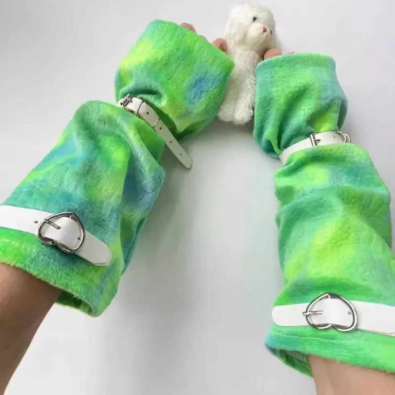 Accesorios de muñeca para subcultura, Harajuku japonés, mangas verdes, joyería para muñeca, uniforme, chica caliente Y2K Millennium, manga larga para mujer