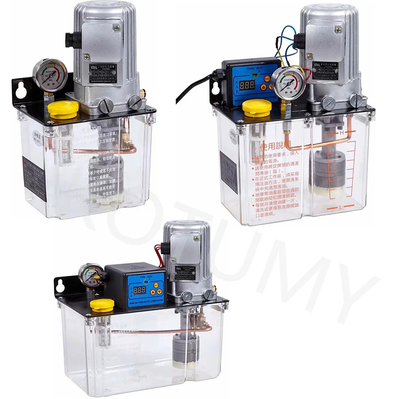 2L 3L Lubricant Pump Automatic Lubricating Oil Pump with Pressure Gauge CNC Electromagnetic Lubrication Pump Lubricator