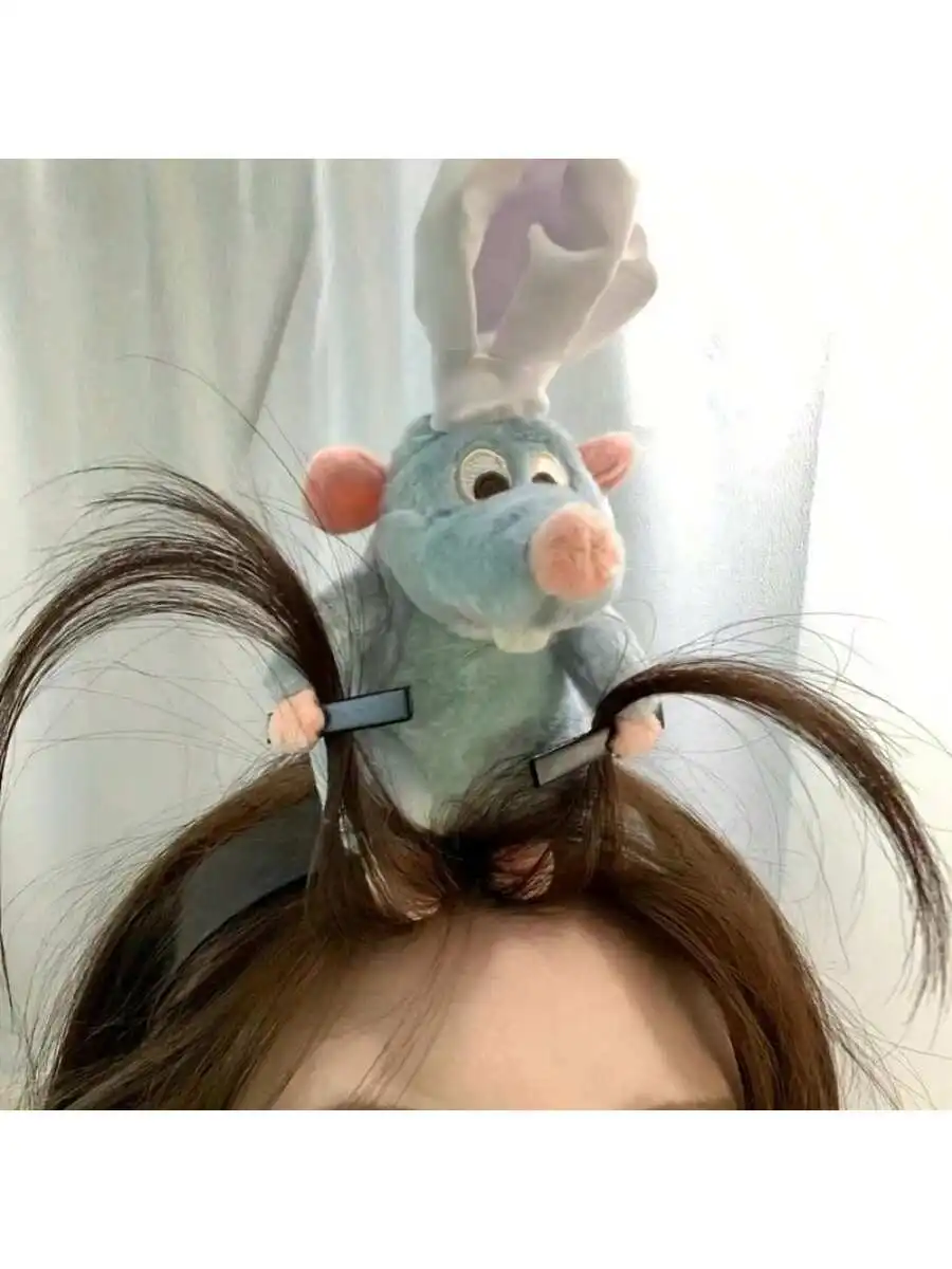 

Hairband style cooking mouse king, plush cartoon doll dopamine headband with clip, decorative hair clip, Christmas, Halloween, T