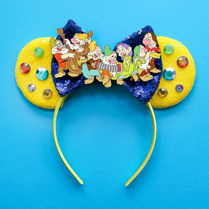 Disney Snow White Headband Mickey Mouse Ears Headbands for Girls Kids Disneyland Hairband Adults Women Festival Hair Accessories