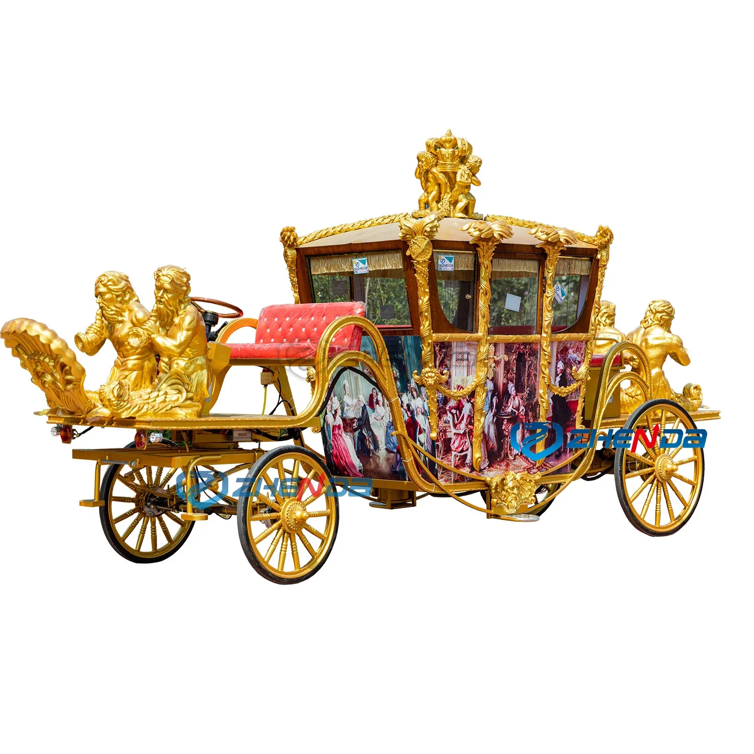 Special transportation luxury golden sculpture carriage/royal wedding carriage/tourist sightseeing carriage