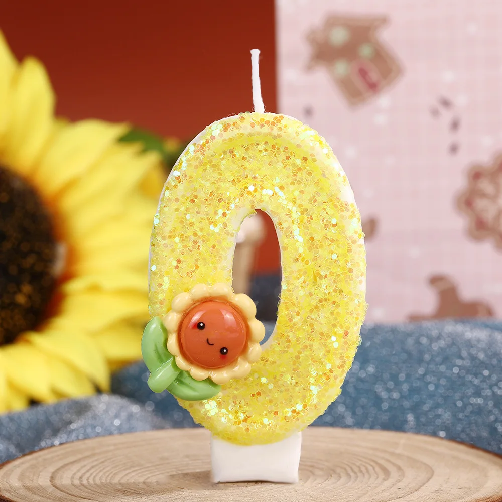 شموع عيد الميلاد الصفراء غير الصالحة للأكل، زينة الكيك، الشموع الرقمية، حلويات الحفلات، الخبز، زينة عباد الشمس #4