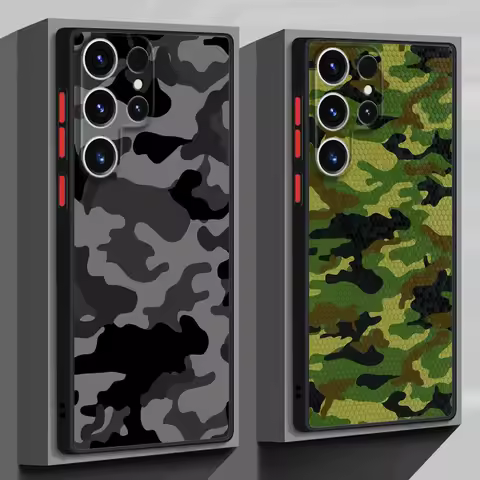 Phone Case for Samsung Galaxy S25 S23 S24 Ultra S22 S21 S20 S10 Plus S23 FE Matte Soft Cover Shell Black Camouflage