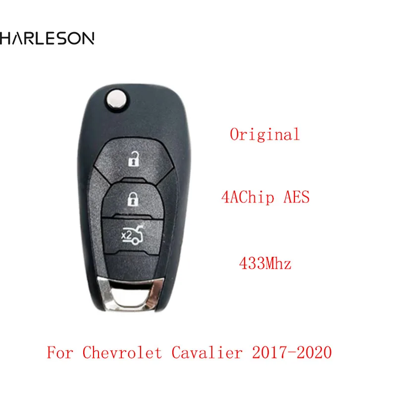 Original AES 4A Chip 433MHz 3Button Flip Remote for Chevrolet Cavalier 2017 2018 2019 2020