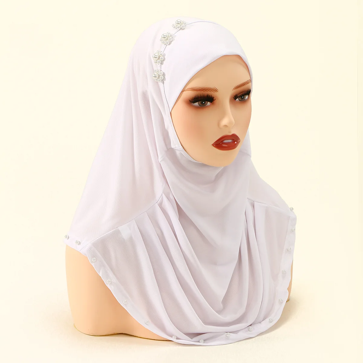 

Jersey Hijab Amira Beads Muslim Women Instant Scarf Turban Islamic Head Wrap Pull On Ready Made Niqab Pray Hijabs Turbante Mujer