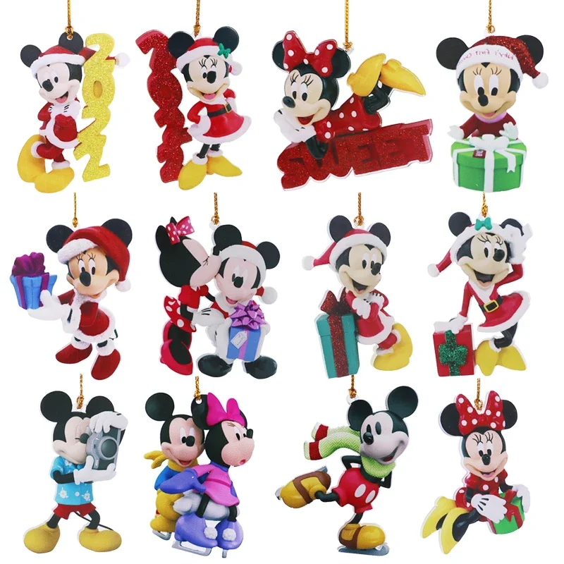 2023 Disney Chuột Mickey Giáng Sinh Đồ Trang Trí Quà Giáng Cây Mặt Dây Chuyền Hình Chuột Minnie Búp Bê Treo Trang Trí Navidad Noel Trẻ Em Quà Tặng