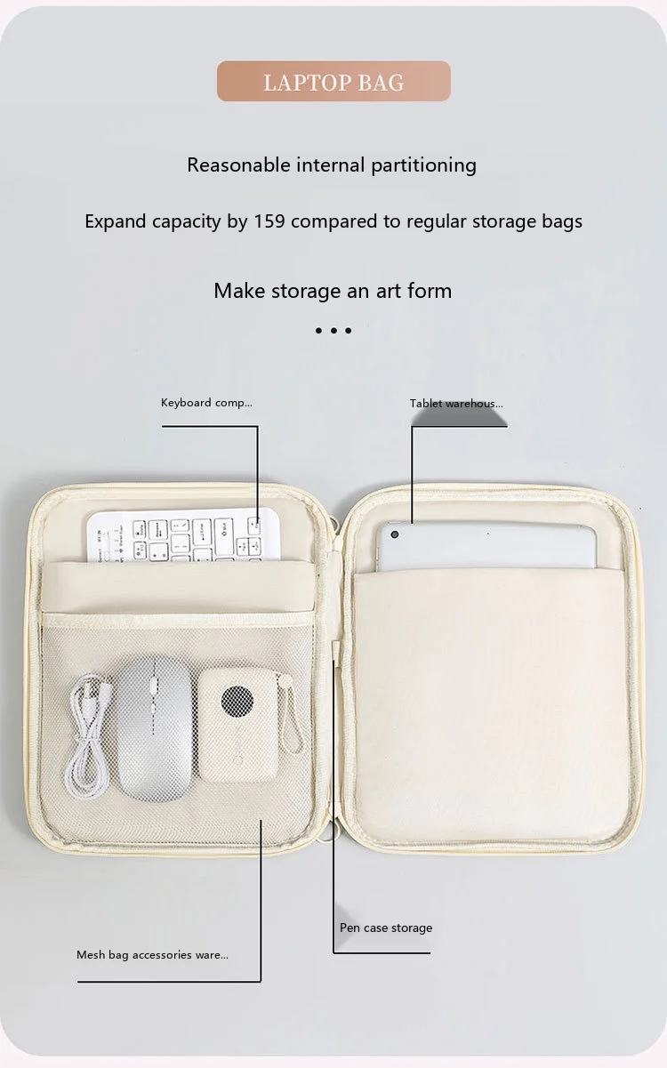 Elegante Tablet-Hülle 11-13 Zoll PU-Schutztasche für iPad mit Plüschfutter – Detail 4