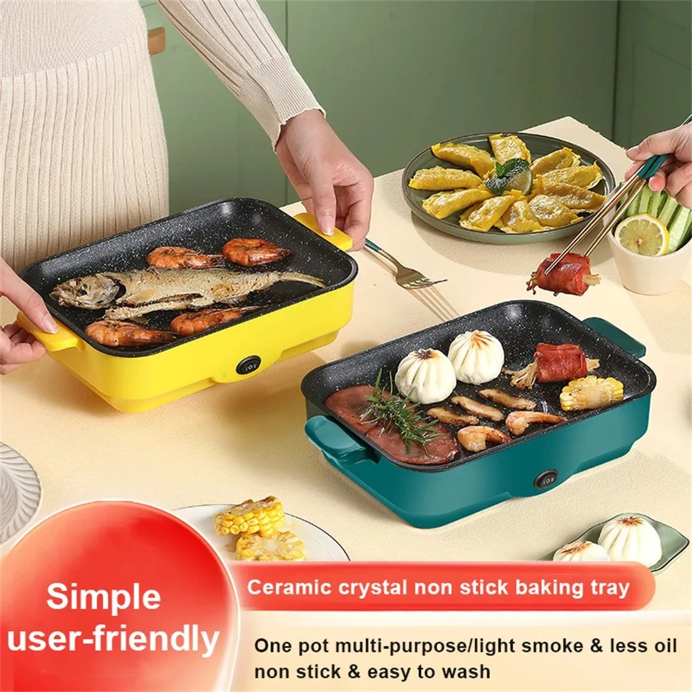 Multifunctional Electric BBQ Grill 26cm Square Mini Electric Baking Tray Pancake Steak Electric Wok Kitchen Fry Pan Baking Tray