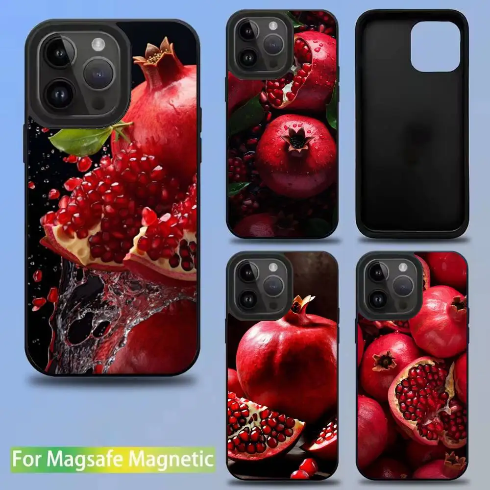 

Pomegranate ART Phone Case For iPhone 16,15,14,13,12,11,Pro,Max,Plus,Mini,SE New Magsafe Magnetic Wireless Charging