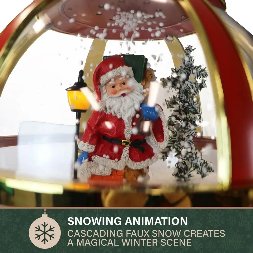 عمود مصباح سانتا كلوز سنو غلوب الأحمر مع موسيقى الثلج والكريسماس المتتالية، ديكور 69 طويلًا لغرفة المعيشة والبهو