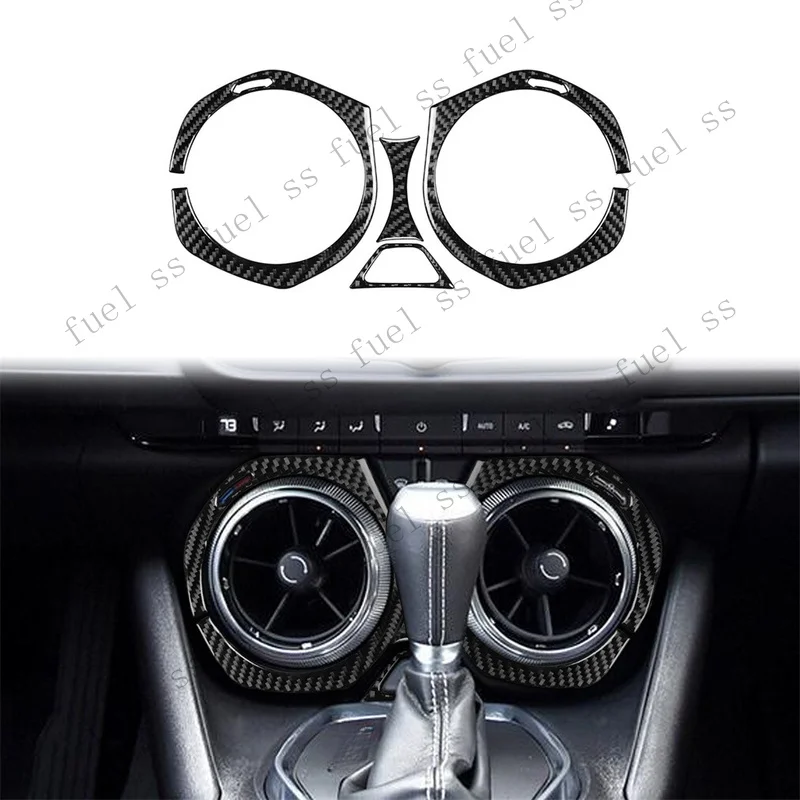 S+ Carbon Fiber 4pcs Central Air Outlet Vent Frame Cover For Chevrolet Camaro 16-22