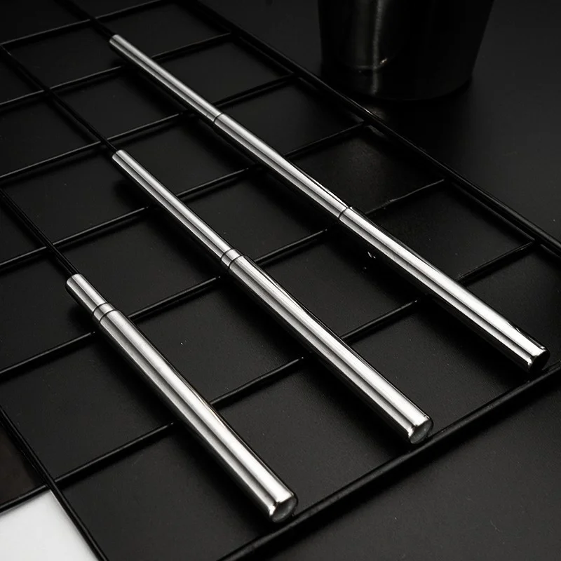 200Pcs Telescopic Stainless Steel Straws Reusable Folding Metal Straws Portable Cleaning Brushes Drinking Party Accessory