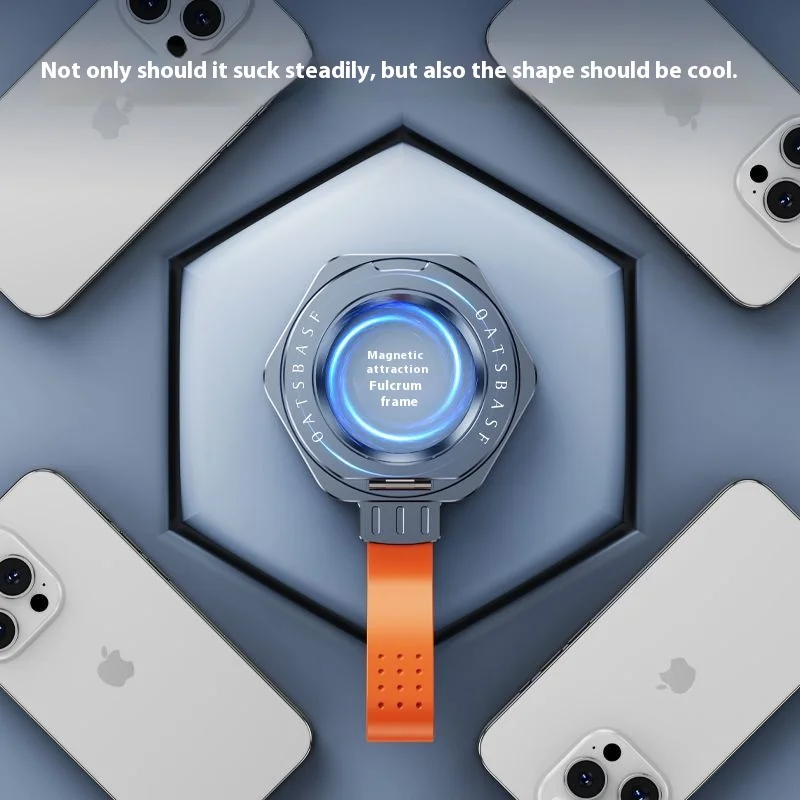 Mobile phone magnetic ring bracket inner ring 360-degree rotating support frame back sticker portable lanyard suitable for Apple