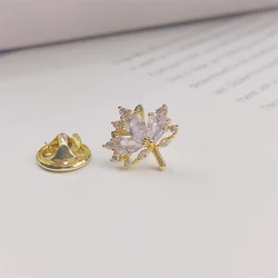 Cute Crystal Brooches Small Leaves Brooch for Women Metal Anti-glare Lapel Pin Fixed Clothes Pins Coat Clothing Accessories