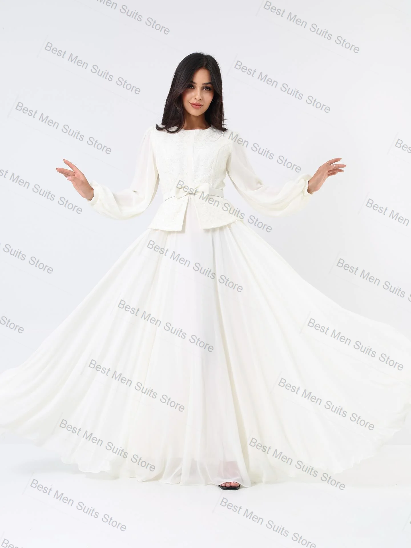 

White Women Suit Skirt Set 2 Pcs Belt Blazer+Prom Dress Formal Office Jacket Customized Wedding Tuxedos Cotton Party Coat