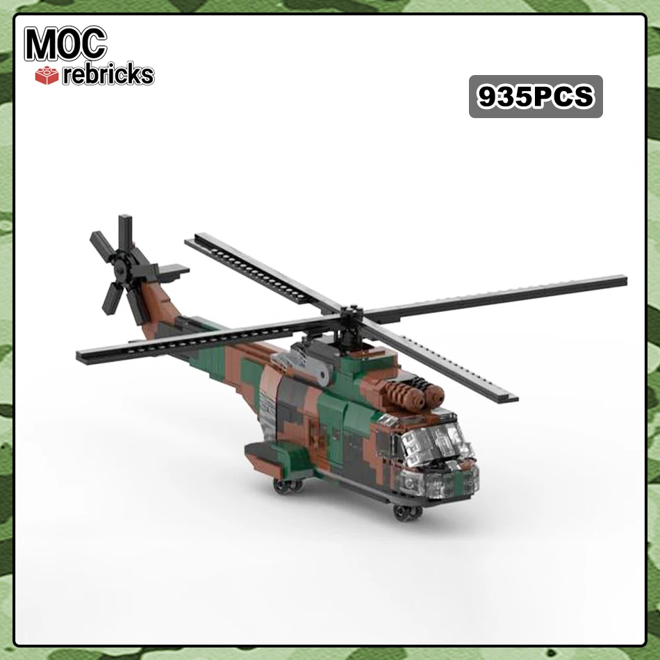 

MOC-122710 Военная французская армия SA330Puma, транспортный вертолет, строительный блок, модель, кирпичная игрушка, детские подарки