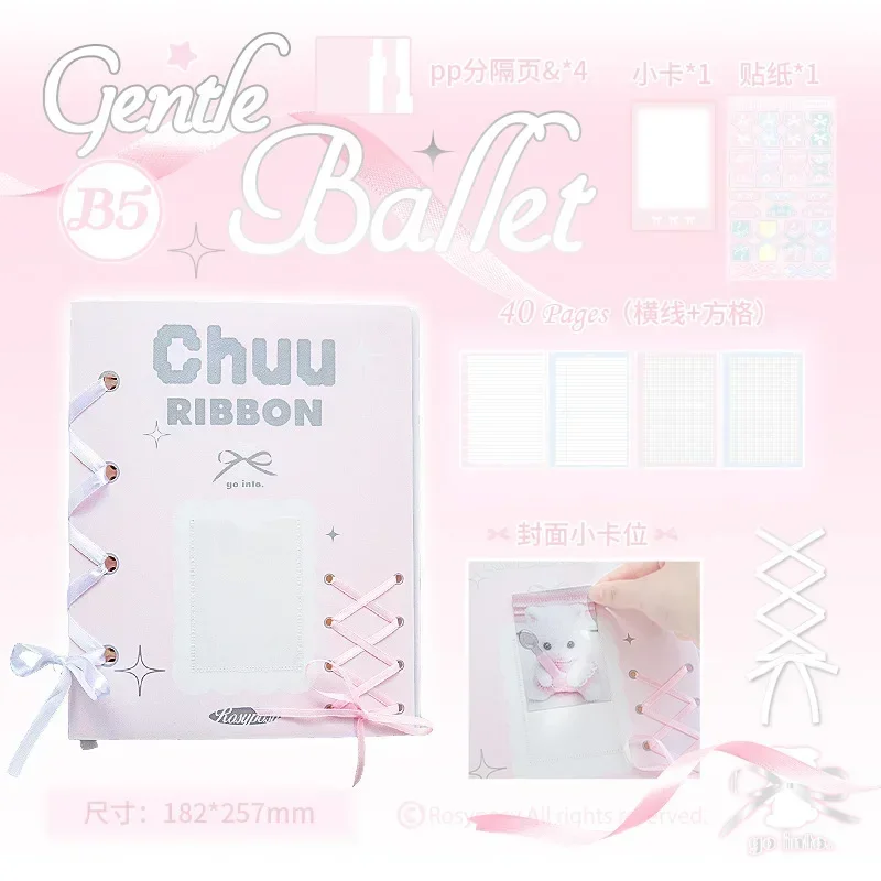 Imagem -06 - Sweet Chic Notepad para Menina Estudante Branco Cor-de-rosa Bow Ribbon Binder Moda Notebook Faça Você Mesmo Decor Scrapbook Journal Tamanho b5